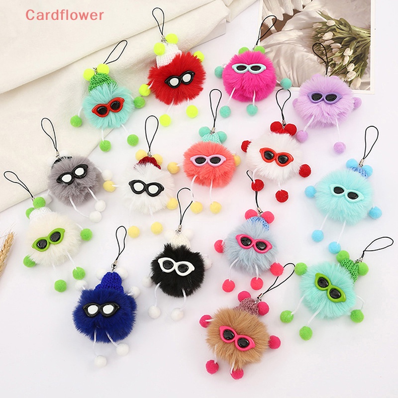 < Cardflower > Móc Khóa Quả Cầu Lông Xù Nhỏ Màu Đen Xám Hồng Lông Chồn Sáng Tạo Có Dây Đeo Cho Cặp Đôi Nam Nữ Mới
