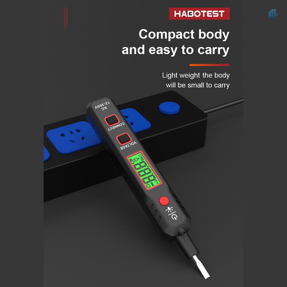 Thiết Bị Kiểm Tra Điện Áp Không Tiếp Xúc HABOTEST HT89 AC 12~300V (s2mwvn) Với Màn Hình LCD Hiển Thị Đèn Pin Và Chuông Báo Âm Thanh