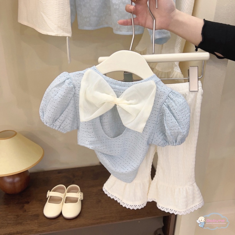 Bộ 2 Món Áo Thun Tay Ngắn + Quần Cotton Dáng Rộng Thời Trang Cho Bé Gái