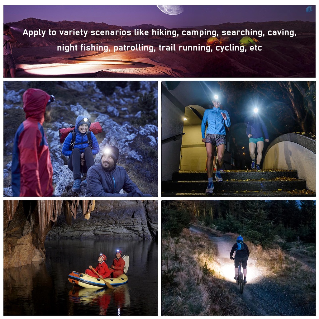 Đèn Pin LED Đeo Đầu Thông Minh 3 Chế Độ Bằng Silicon Co Giãn Chống Thấm Nước Tùy Chỉnh Tiện Dụng Chất Lượng Cao