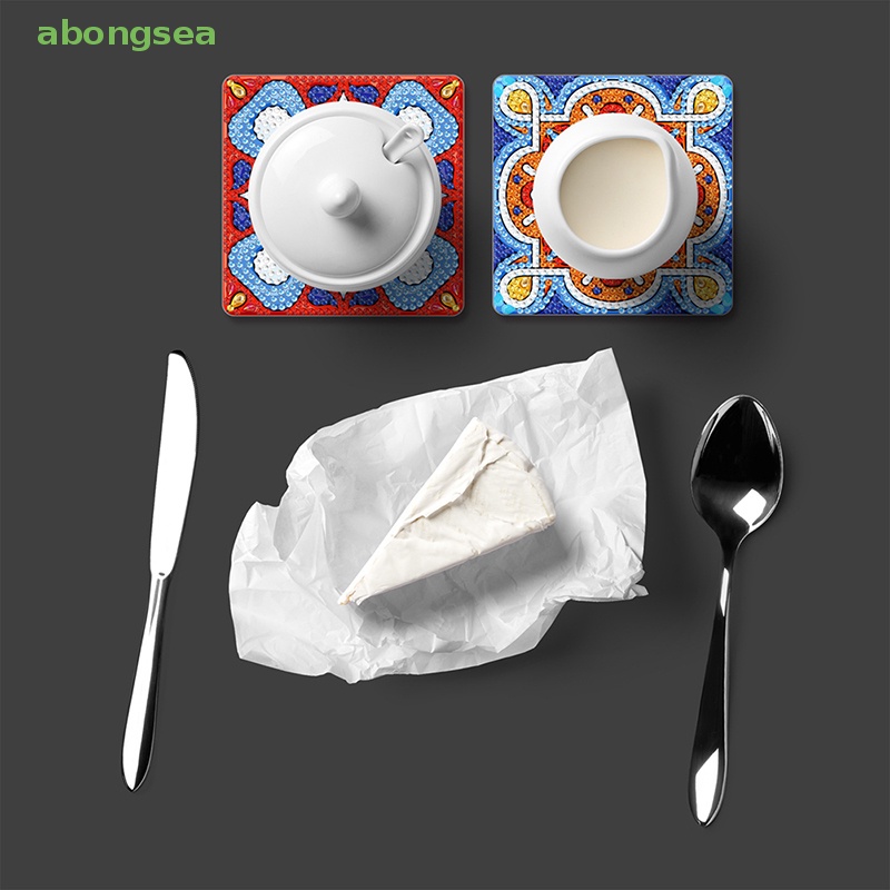 Abongsea Bộ 6 Đế Lót Ly Đính Kim Cương Nghệ Thuật DIY Cho Người Mới Bắt Đầu