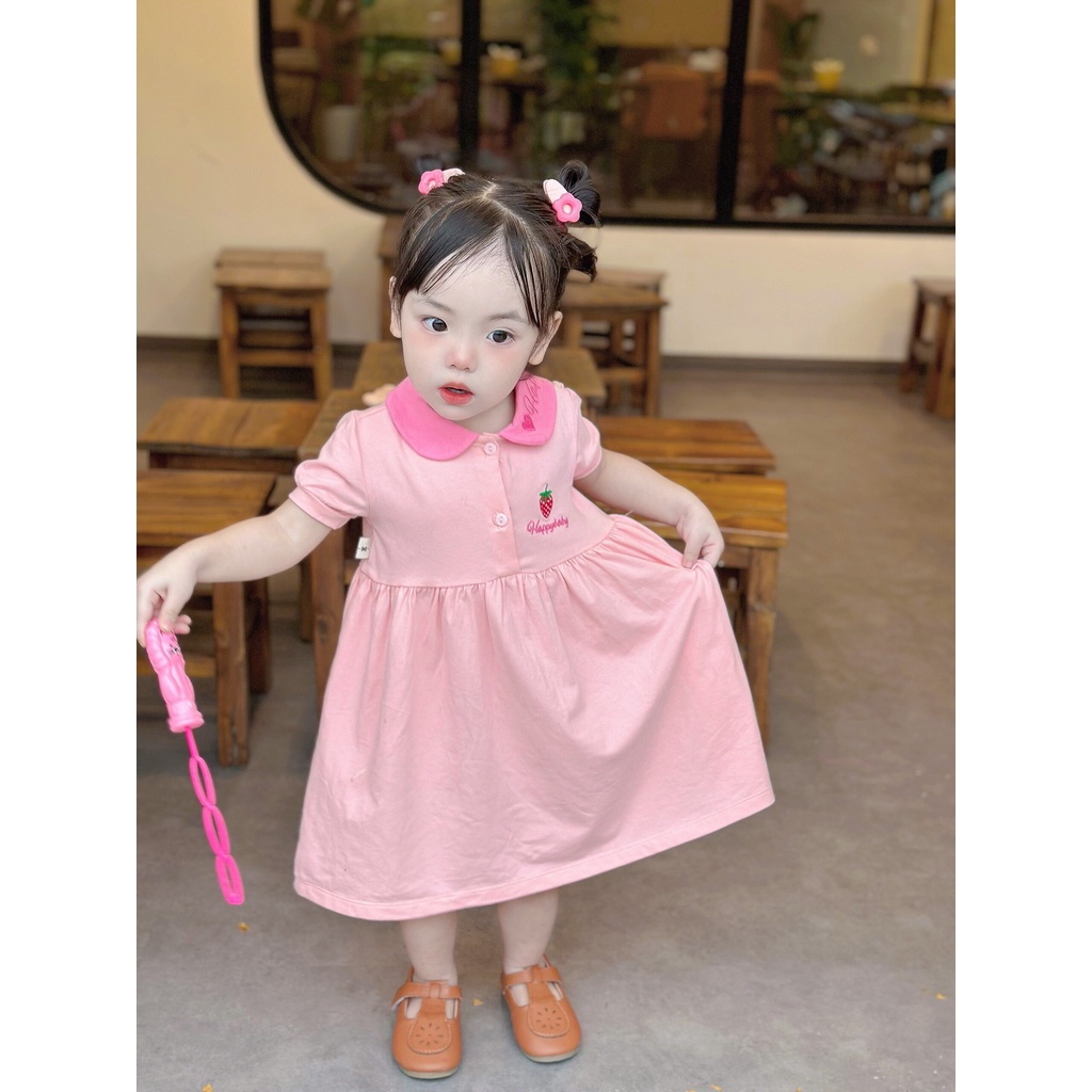 Váy bé gái Happy baby dễ thương chất cotton 100% chiều siêu mềm mát, thấm hút mồ hôi cực tốt