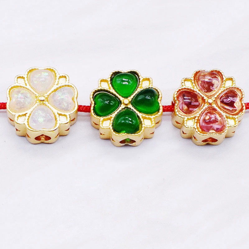 🔥 GIÁ SỈ 🔥 Charm cỏ 4 lá mạ vàng đính đá các màu - PL194 [Hàng loại 1 - SIÊU ĐẸP]