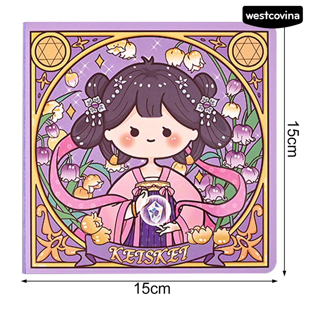 [COD]♪1 Bộ Sổ Tay Kèm Miếng Dán Đánh Dấu Trang Sách Hình Vuông Họa Tiết Hoa Hoạt Hình Nghệ Thuật