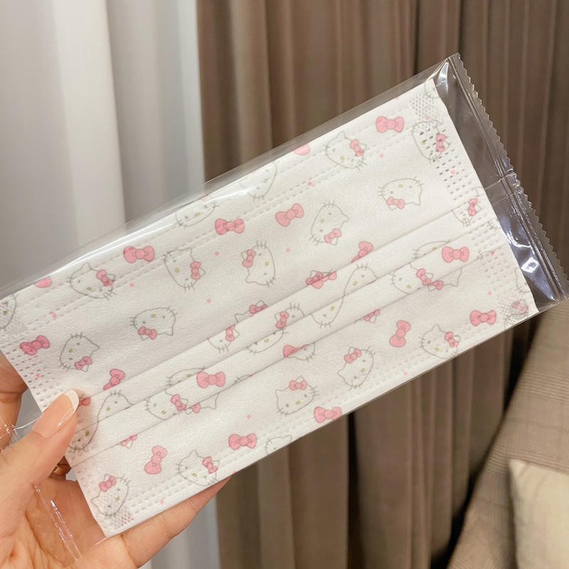 Khẩu Trang Ba Lớp Màu Trắng Thuần Thoáng Khí Hình Mèo Hoạt Hình Đơn Giản Giữ Ấm Mùa Thu Đông Cho