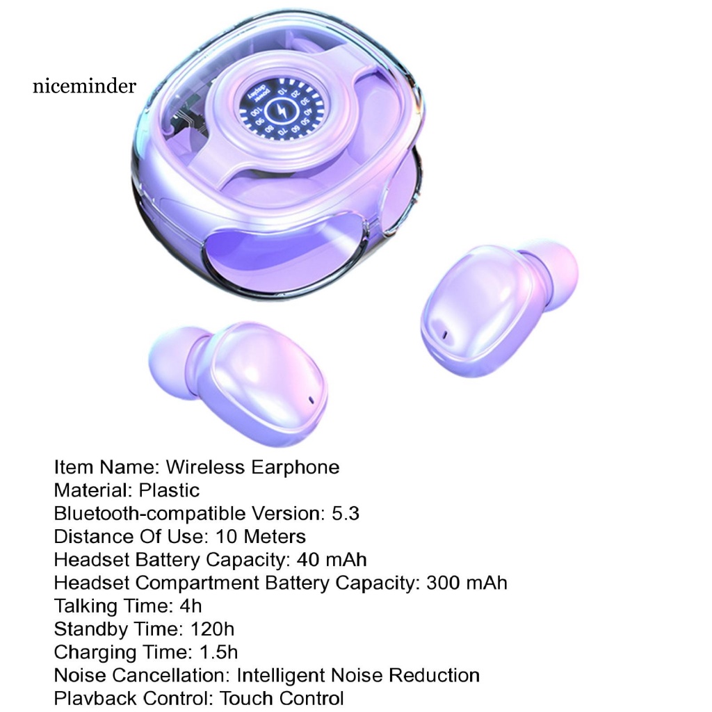 Tai Nghe Nhét Tai NC Bluetooth 5.3 Điều Khiển Cảm Ứng Trong Suốt Có Hộp Đựng