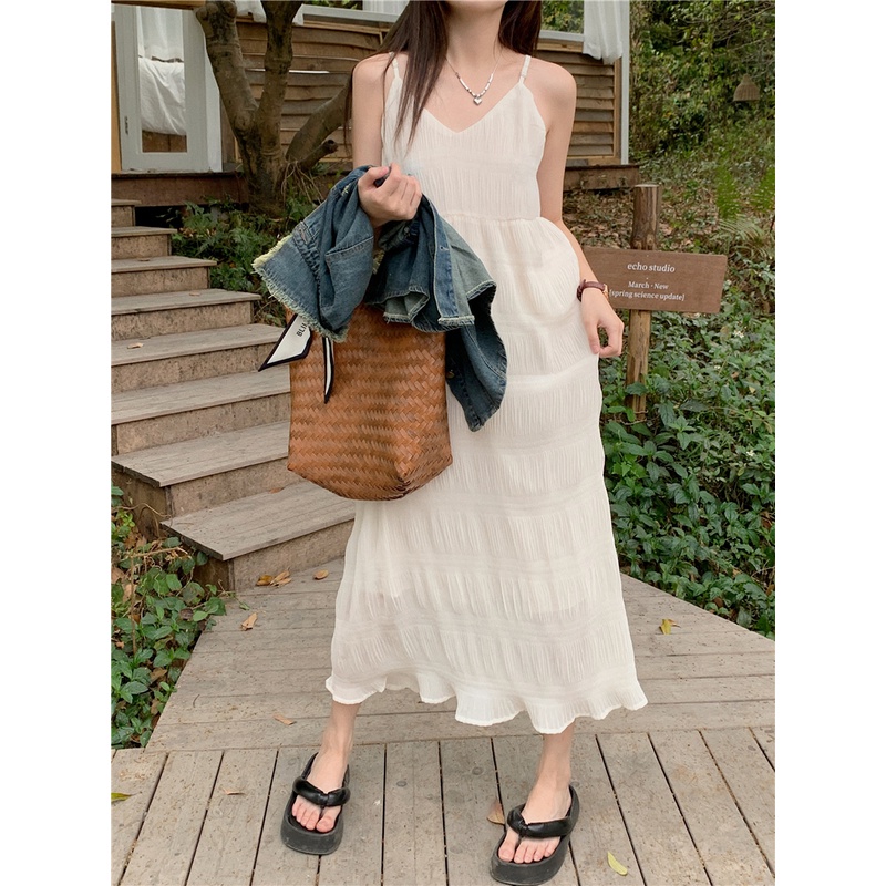 Đầm Hai Dây Mỏng Dáng Rộng Thời Trang Mùa Hè Xinh Xắn Cho Nữ