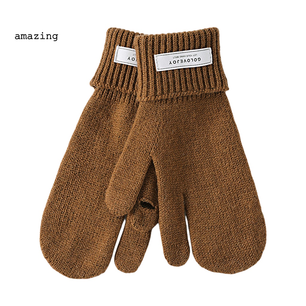 1 Đôi Găng Tay Dệt Kim Dày Dặn Giữ Ấm Mùa Đông