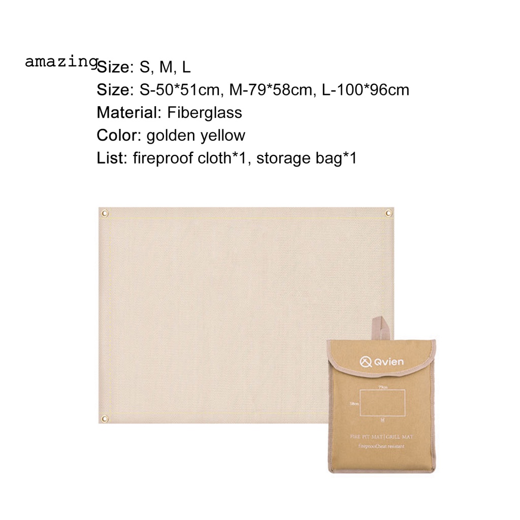 1 Set Thảm Sợi Thủy Tinh Chống Cháy Thiết Kế Mắt Đồng Dành Cho Cắm Trại
