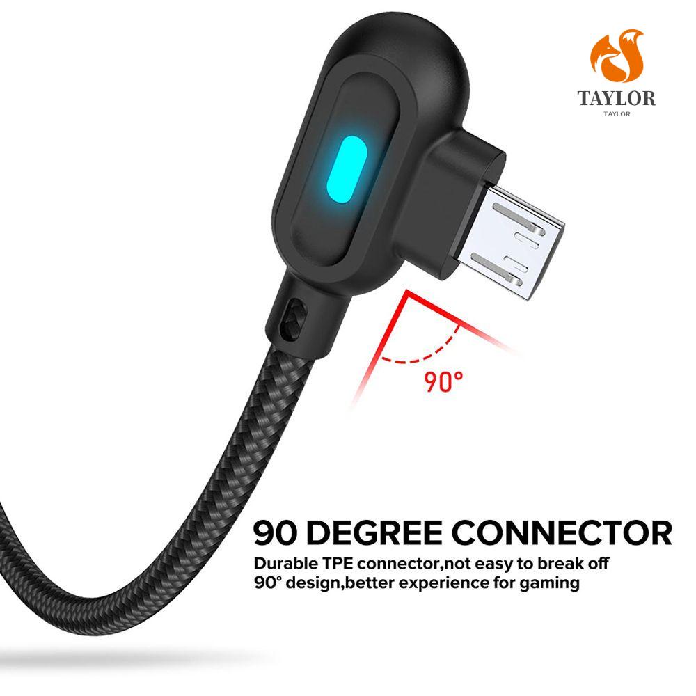 Cáp Sạc TAYLOR1 Micro USB Type C Góc 90 Độ Có Đèn LED Chất Lượng Cao