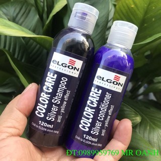 CẶP DẦU GỘI XẢ KHỬ VÀNG ELGON SILVER CHAI CHIẾT MINI 120ML X2