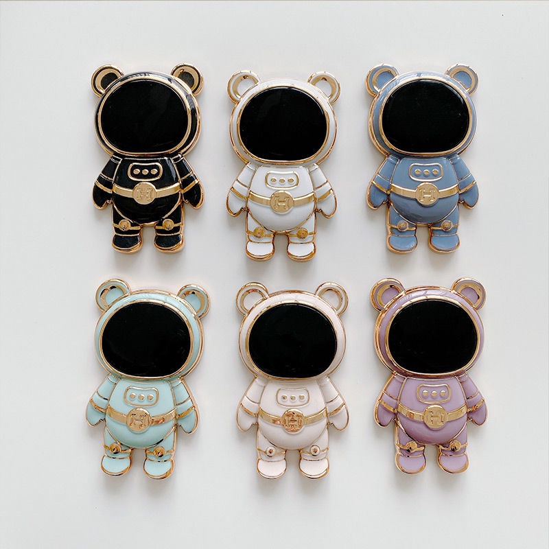 Ốp Điện Thoại Hình Gấu Phi Hành Gia Hoạt Hình 3D Có Túi Khí Và Dây Đeo Cho iphone