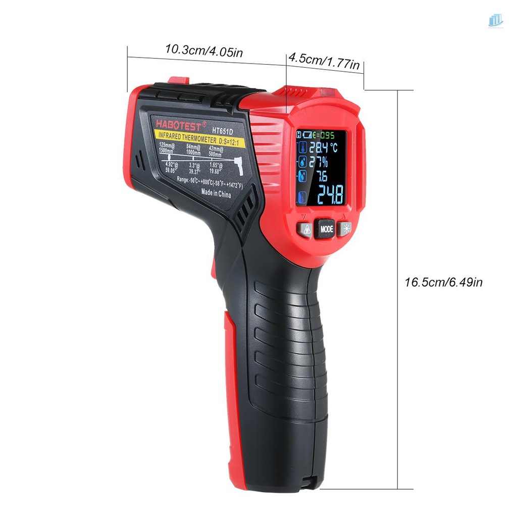 Nhiệt Kế Hồng Ngoại Thông Minh Không Tiếp Xúc - 58 Đến 1472°F Nhiệt Kế Đo Độ Ẩm Chính Xác Cao Với Hai Đầu Nhiệt Độ Loại K