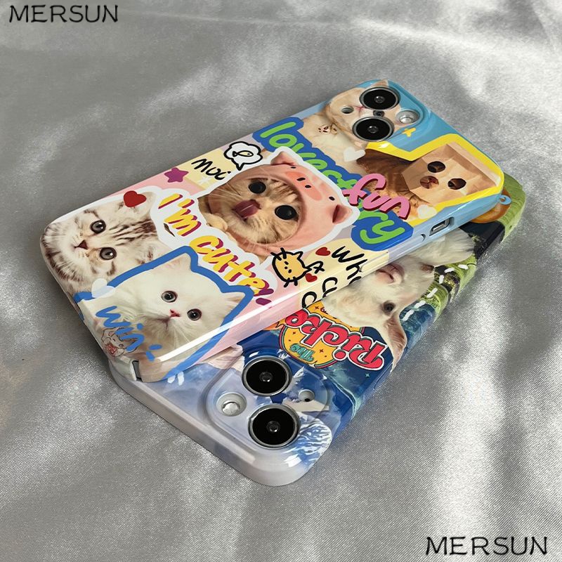 Ốp Điện Thoại Cứng Bảo Vệ Toàn Diện In Họa Tiết Chú Mèo Dễ Thương Dành Cho Iphone 7 12 / Xr Xs / apple 14 Pro 118 13 S6NX