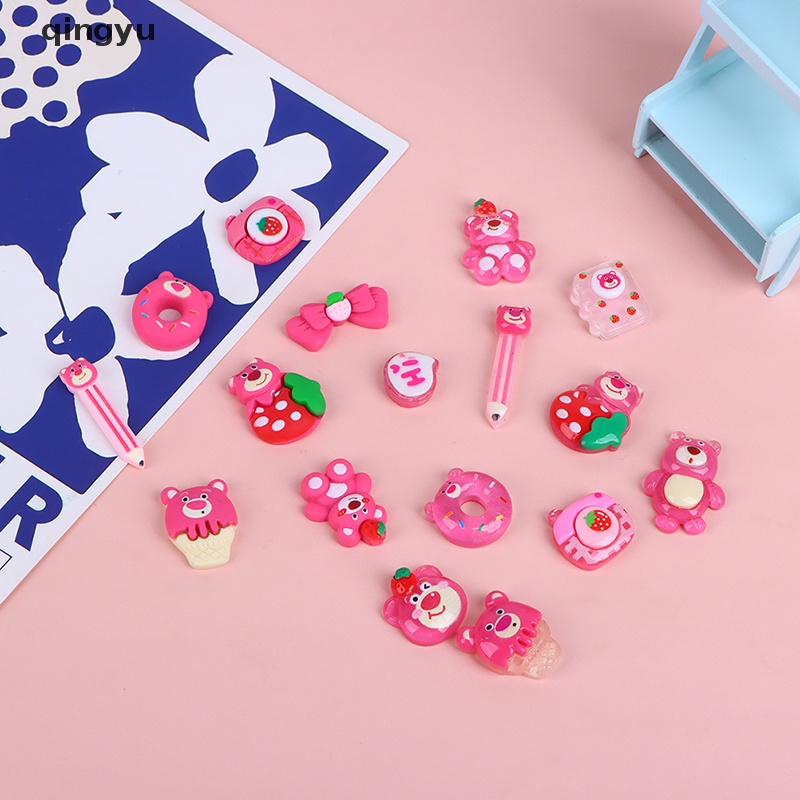 Bộ 20 Tượng Gấu Và Dâu Tây Hoạt Hình Mini Bằng Nhựa Resin Trang Trí Sổ Tay Diy