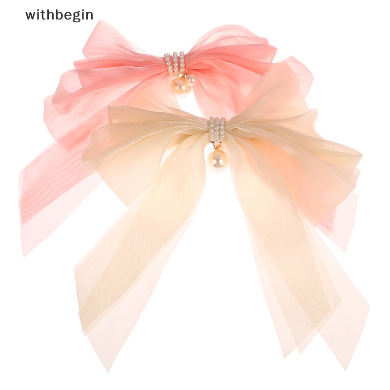 Kẹp Tóc Nơ Lớn Bằng Vải Voan Màu Trơn Thời Trang Mùa Hè Dành Cho Nữ