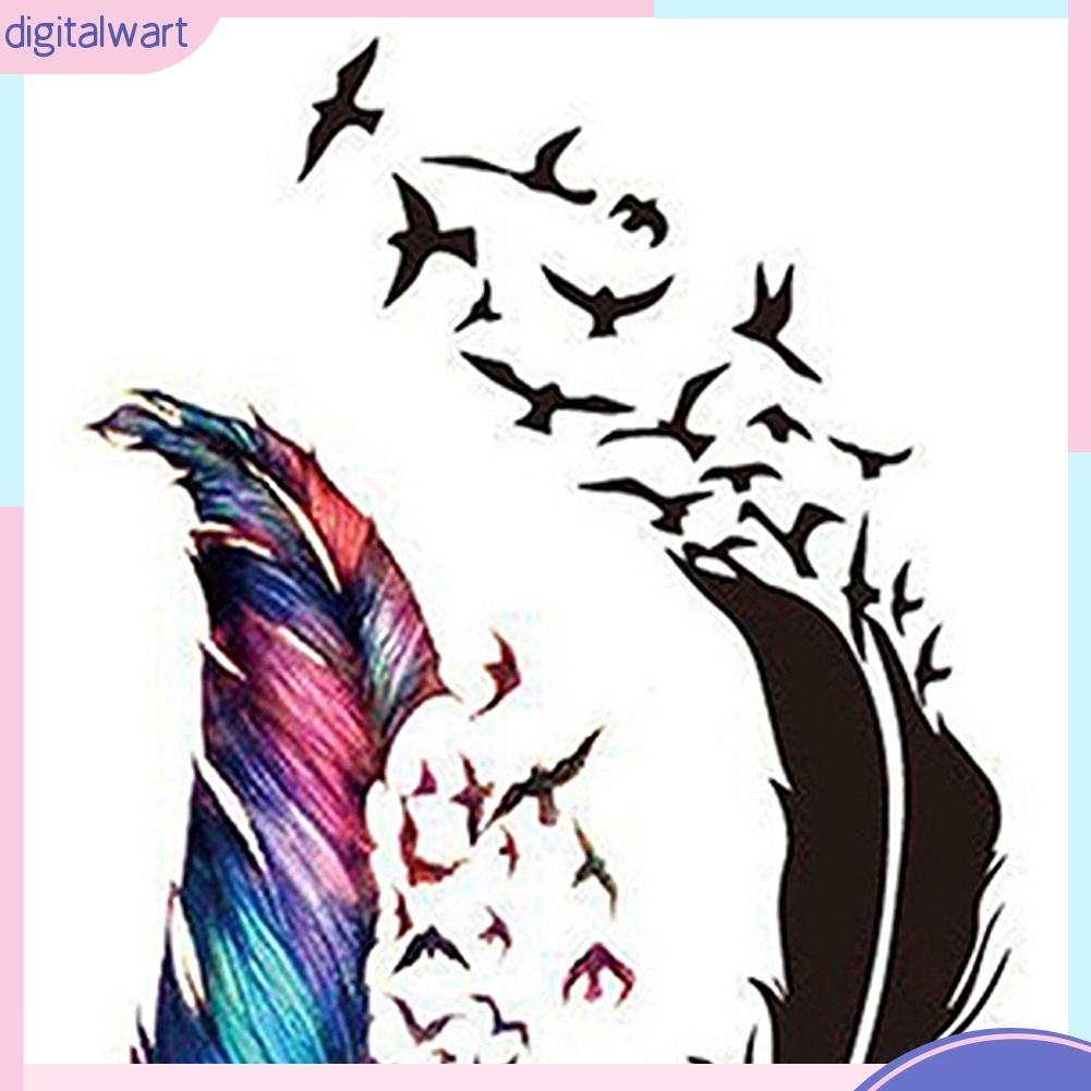 Hình Xăm Dán Họa Tiết Lông Vũ 3D Nhiều Màu Sắc Chống Thấm Nước Có Thể Tháo Rời