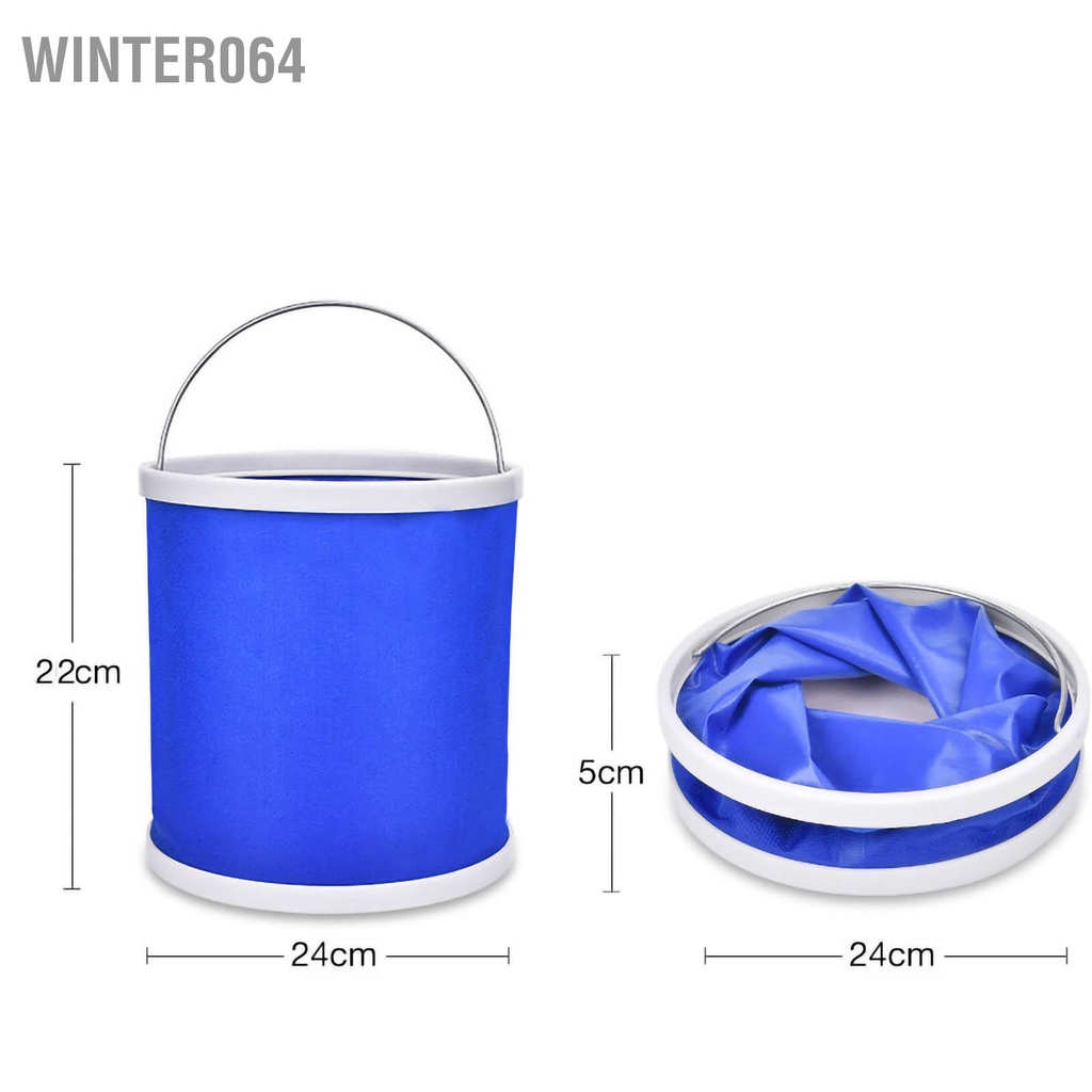 Winter064 Xô Nước Có Thể Gập Lại Vải Oxford Hộp Đựng Gấp Gọn Đa Năng 9L Để Vệ Sinh Xe Cắm Trại Câu Cá