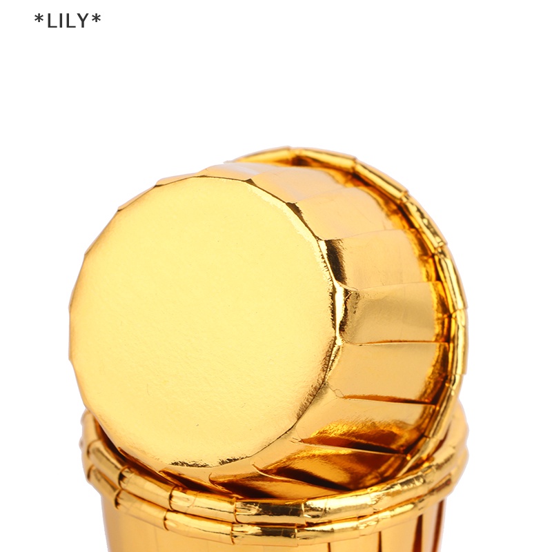 LILY 50 cái nhỏ cupcake lá cupcake wrapper giấy vàng bạc cupcake Baking cup uuu