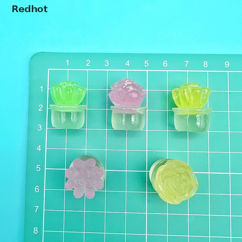 &lt; Redhot &gt; Bộ 2 Chậu Cây Mini Bằng Nhựa Phát Sáng Màu Sắc Ngẫu Nhiên Dùng Trang Trí