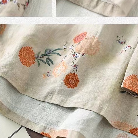 Áo Sơ Mi Vải Lanh Cotton Lạnh Tay Dài In Nhãn Cắt Lớn Thương Hiệu Lớn Màu Đen Chống Rò Rỉ Cao Cấp Mùa Hè Mới