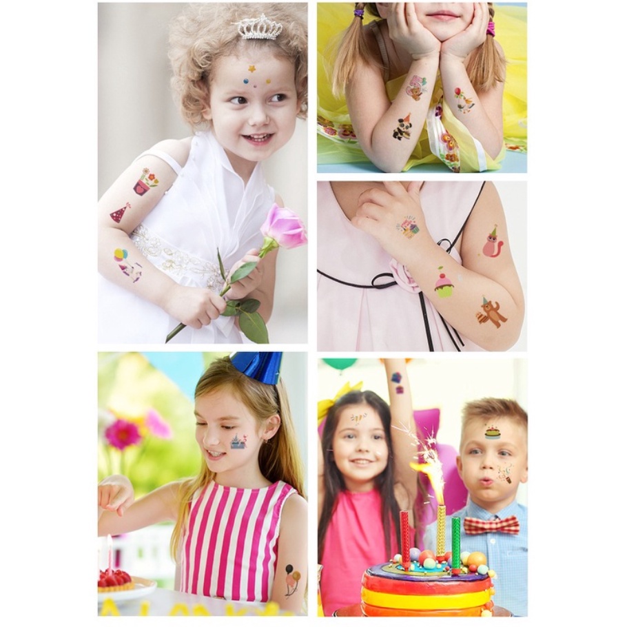 Miếng Dán Hình Xăm Bầu Trời Sao Hoạt Hình Chống Nước Thời Trang Cho Trẻ Em