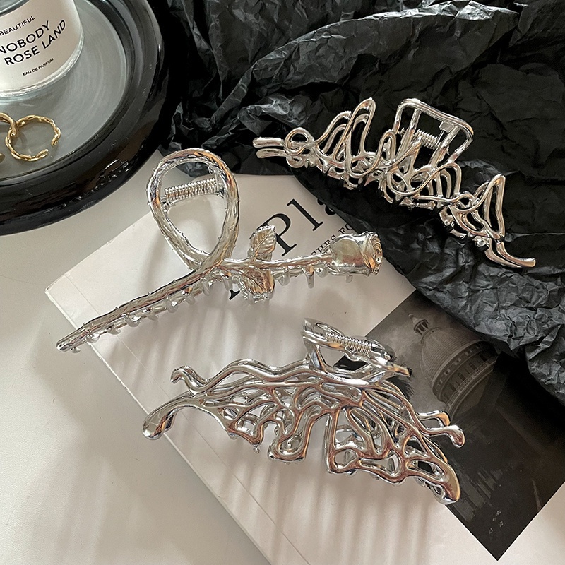 Kẹp Tóc Đa Góc Bằng Kim Loại Màu Bạc Thời Trang