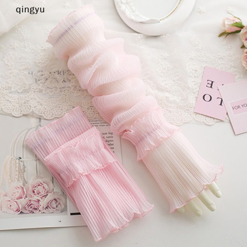 Đôi Găng Tay Dài Hở Ngón Chống Nắng Và Tia Uv Phối Ren Lưới Thoáng Khí Dành Cho Nữ