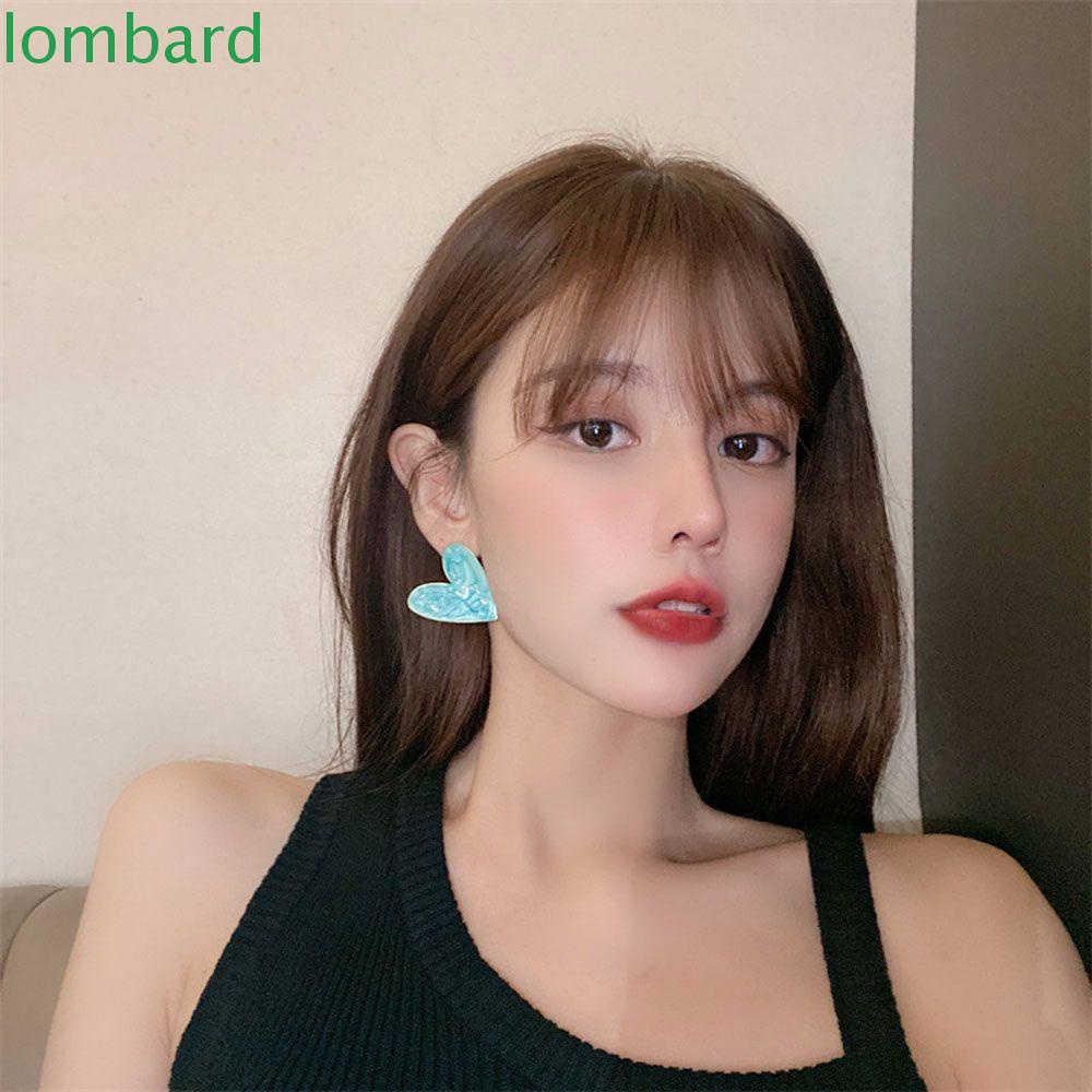 Bông Tai Hình Trái Tim Màu Trắng Xanh Ngọt Ngào