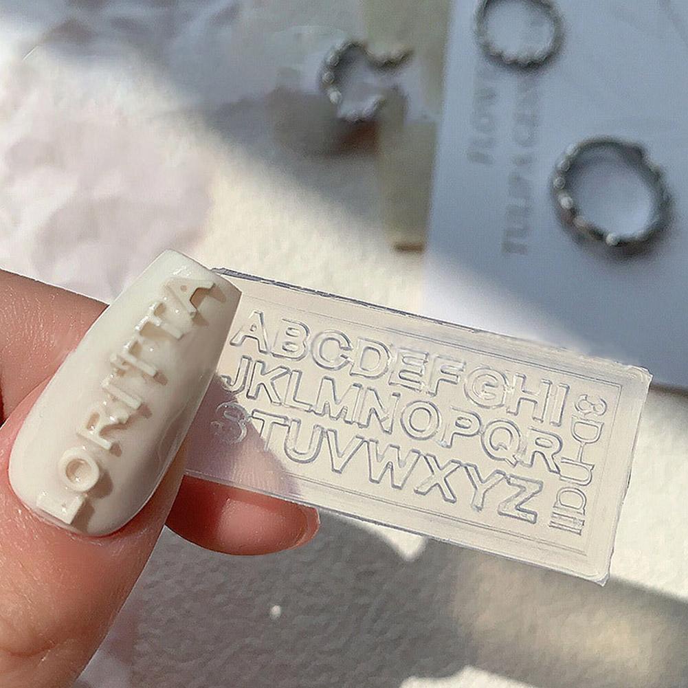 Khuôn Silicon Mềm Điêu Khắc Chữ Tiếng Anh Trang Trí Móng Tay DIY I6N0