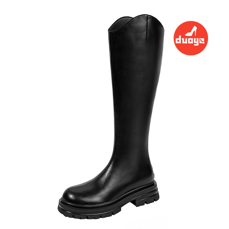 Duoya Giày Bốt Ống Dài Mỏng Màu Nâu Phong Cách Mới Mùa Thu Cho Nữ