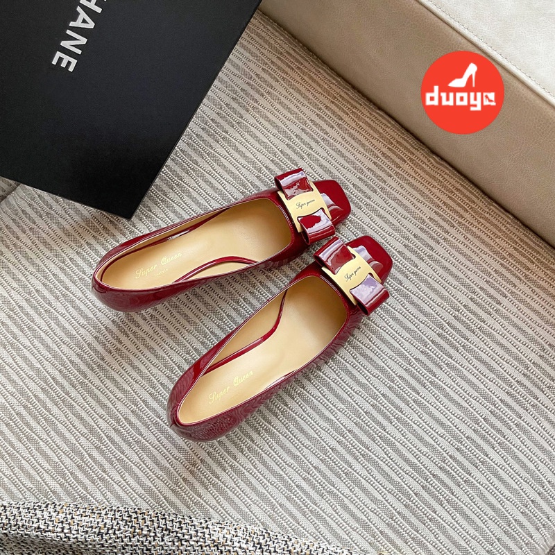 Duoya Tóc Thẳng ~ [Hàng Có Sẵn] Giày Cao Gót Mũi Vuông Hở Ngón Đính Hạt Quyến Rũ Cho Nữ Giao Hàng Nhanh Chóng