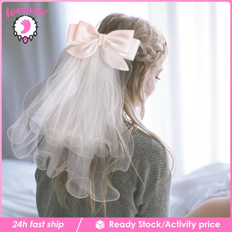 [Lovoski] Nơ Cài Tóc Cô Dâu Màu Trắng Thời Trang Chất Lượng Tốt