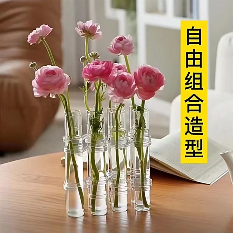 Bình Hoa Thủy Tinh Cỡ Nhỏ Kết Hợp Ống Nghiệm Phong Cách ins Độc Đáo Trang Trí Lối Đi