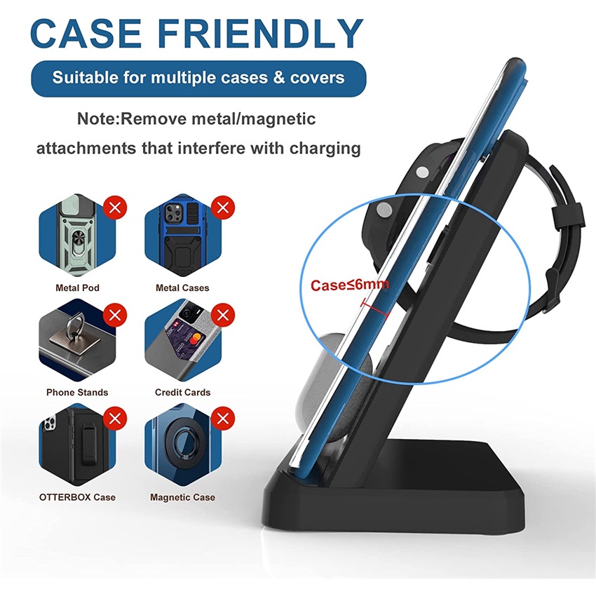 Đế Sạc Nhanh Không Dây 3 Trong 1 Đa Năng Cho Điện Thoại Đồng Hồ Samsung