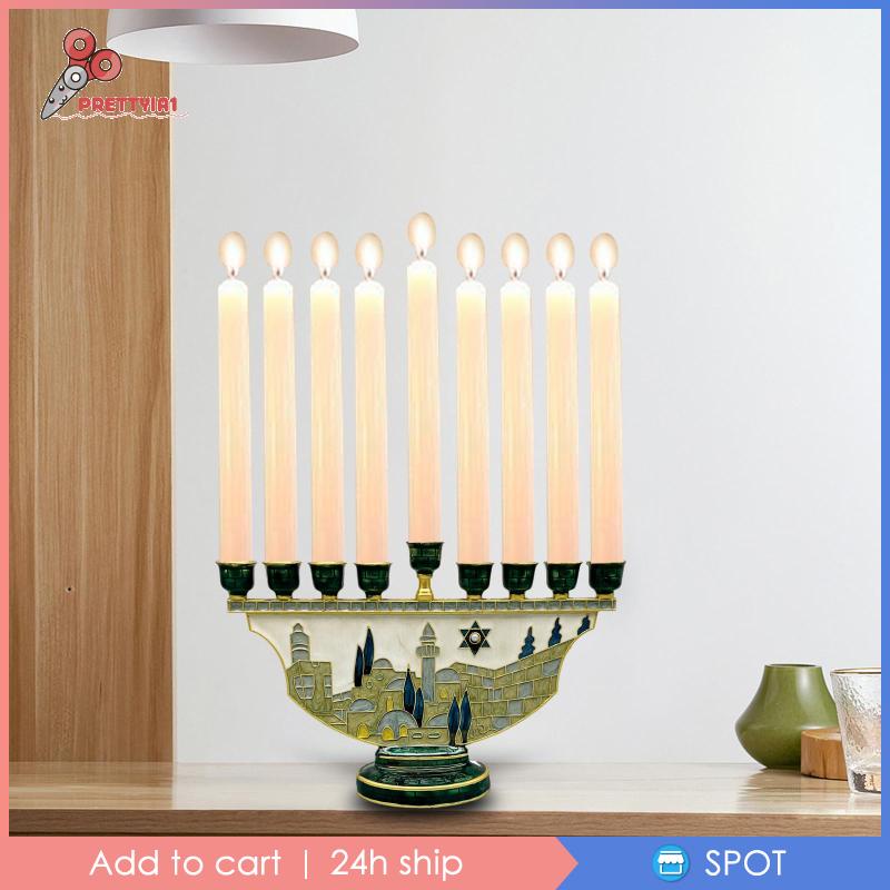 [Prettyia1] 9 Nhánh Nến Menorah Trang Trí Candelabras Mantel Hanukkah