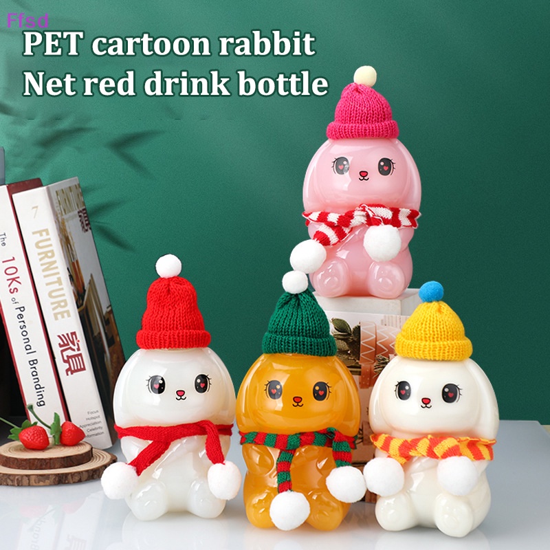 {Ffsd} Bình Nước Uống Trà Sữa Dùng Một Lần Hình Thỏ Hoạt Hình Dễ Thương