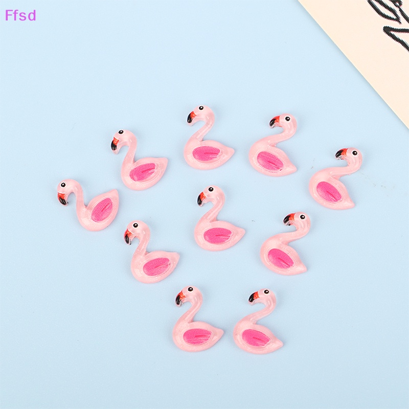 Bộ 10 Đồ trang trí Chim Hồng Hạc Hoạt Hình Mini Kích Thước 10 * 13mm Bằng Nhựa Resin Dùng Làm Trang Sức