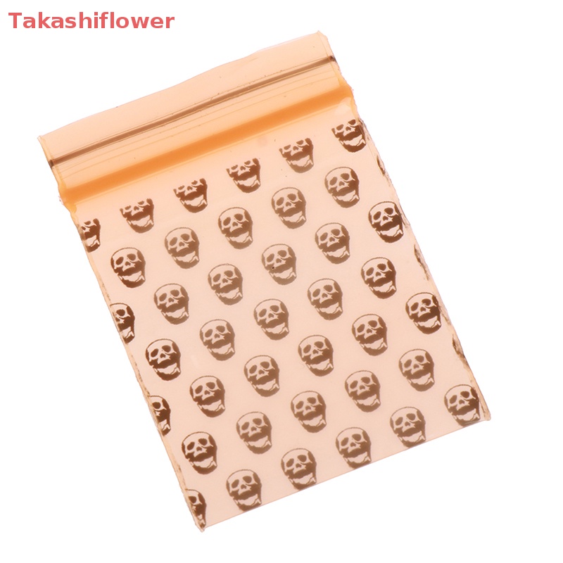 Set 100 Túi Khóa Zip Kích Thước 1.97 "X 1.38" Bằng Poly In Họa Tiết Đầu Lâu Độc Đáo