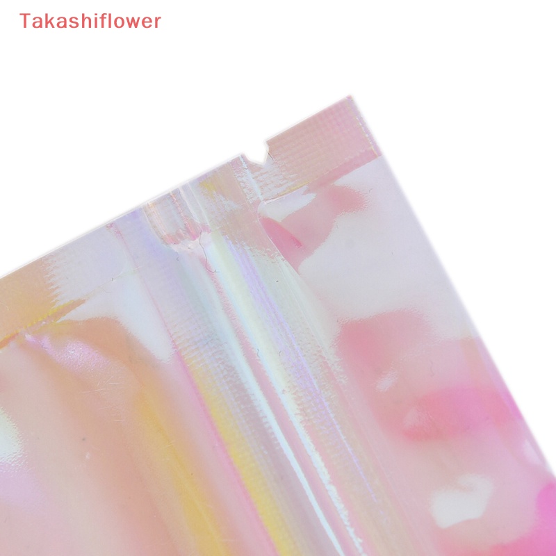 (Takashiflower) Set 100 Túi Nhựa Đựng Mỹ Phẩm Có Khóa Zip Ánh Sáng Laser