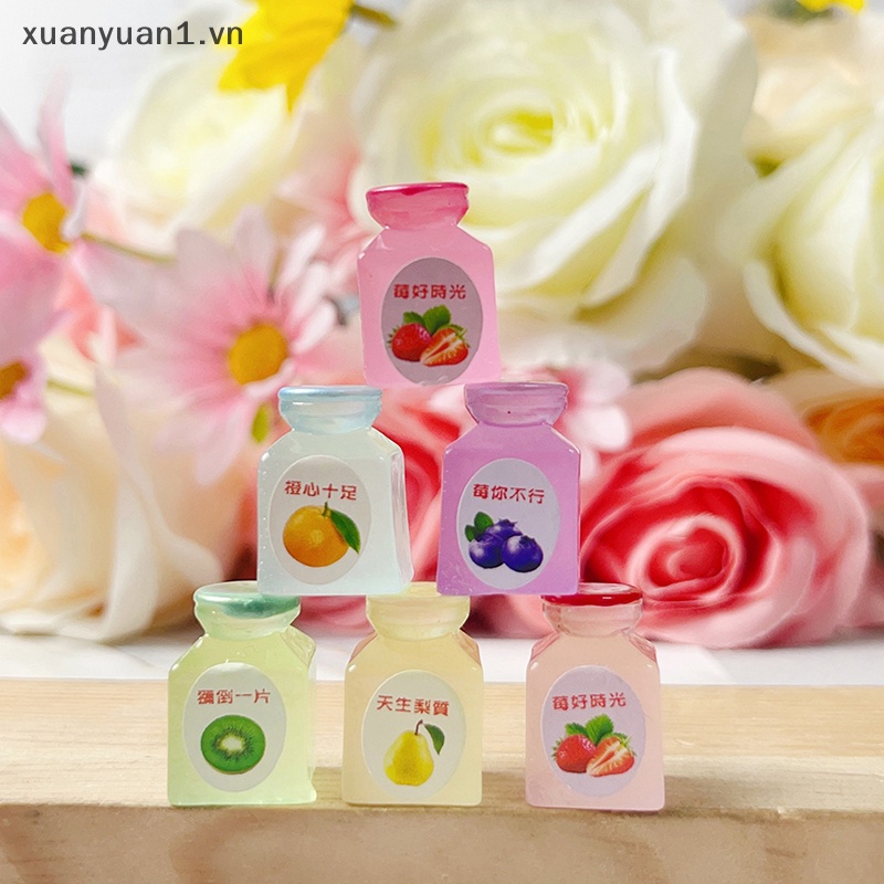 Xuan Set 3 Bình Đựng Mứt Trái Cây Bằng Nhựa Resin Thu Nhỏ DIY Cho Nhà Búp Bê
