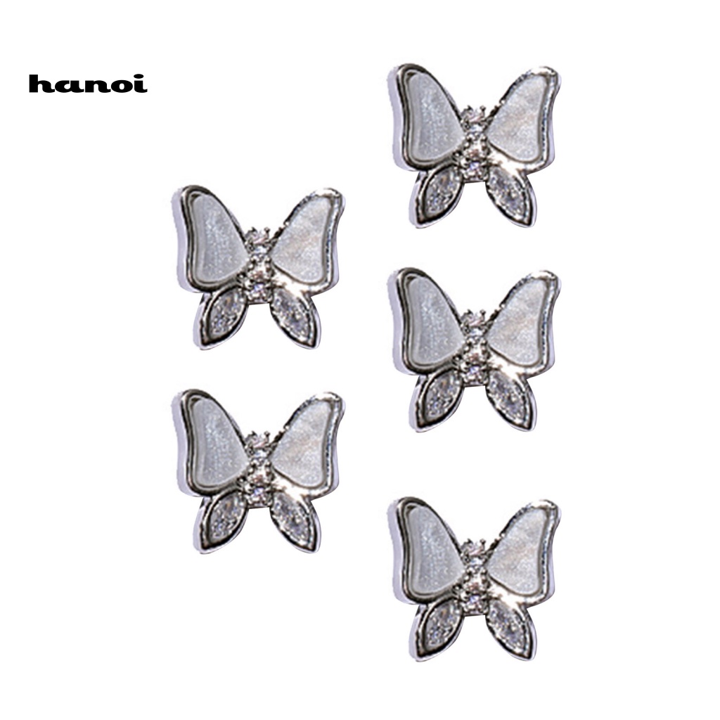 Set 5 Phụ Kiện Đính Trang Trí Móng Hình Bướm 3D Lấp Lánh