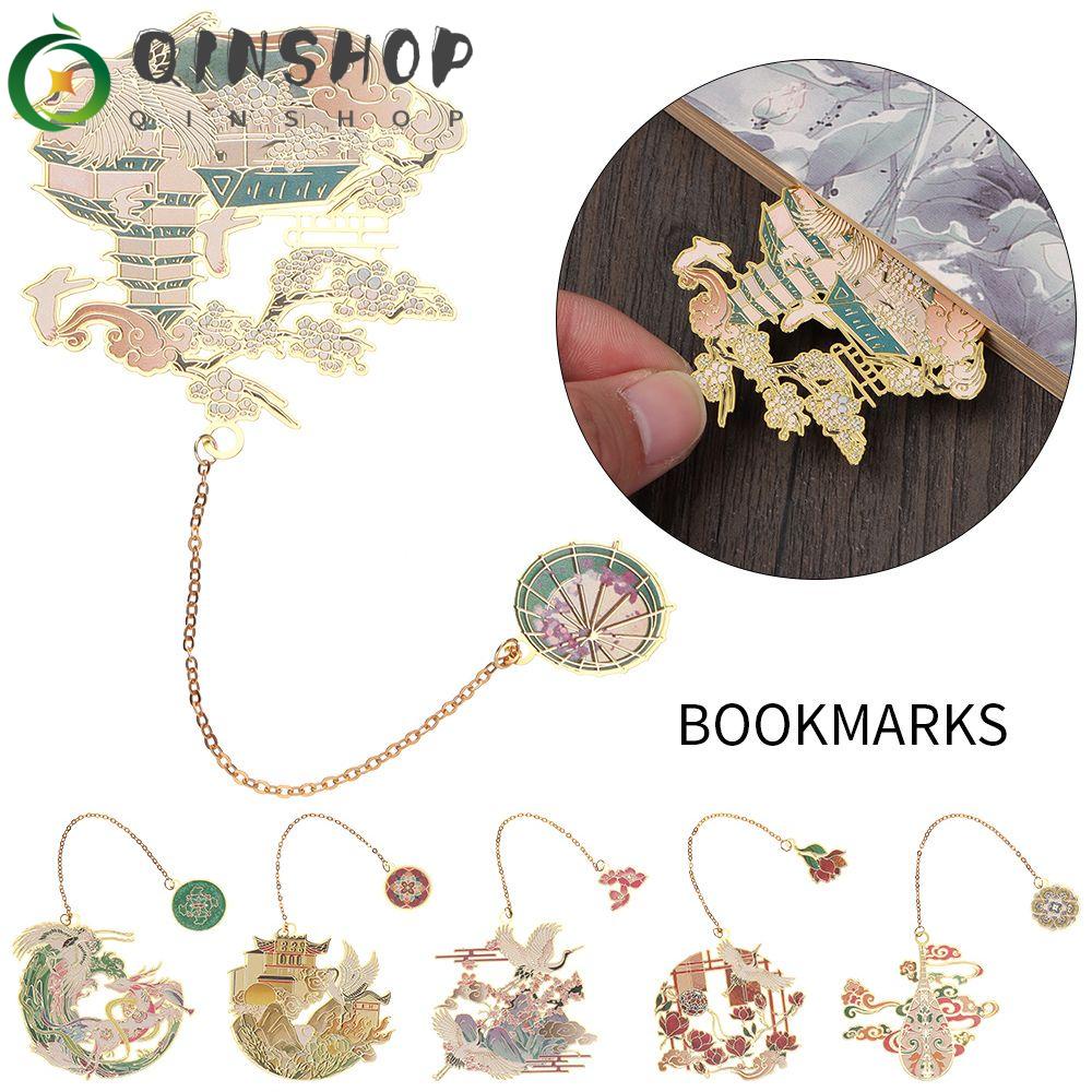 Qinshop Bookmark Bằng Đồng Thau Mặt Dây Chuyền Kim Loại Phong Cách Trung Hoa Cổ Điển Cho Văn Phòng Trường Học