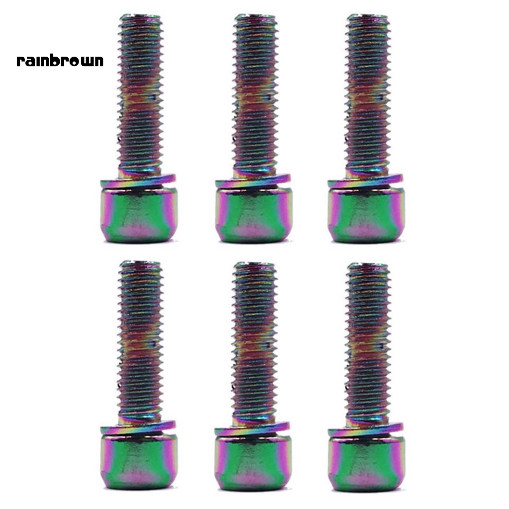 Bộ 6 Ốc Vít Bằng Thép Không Gỉ Gắn Tay Lái Xe Đạp Leo Núi Chống Mòn