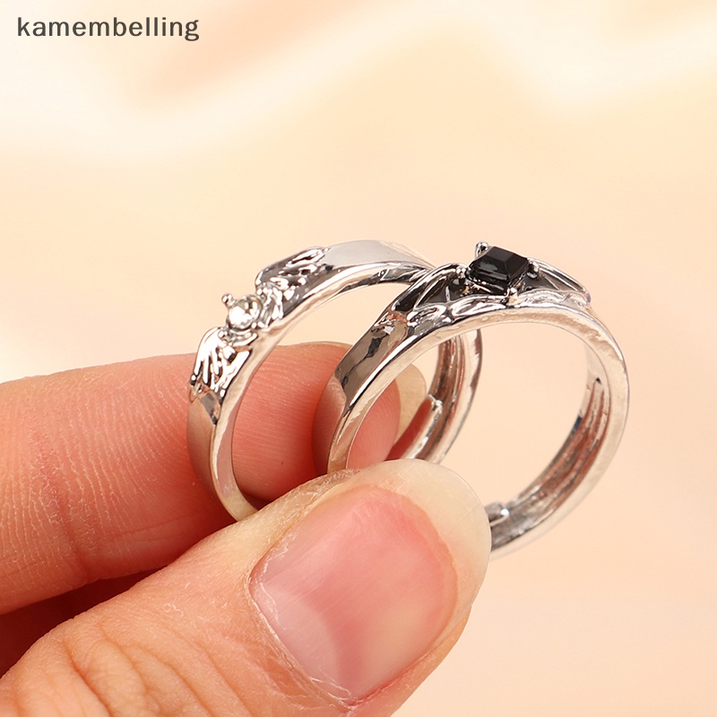 1 Cặp Nhẫn Đôi Cánh Thiên Thần Thời Trang Lãng Mạn Có Thể Điều Chỉnh Cho Nam Nữ