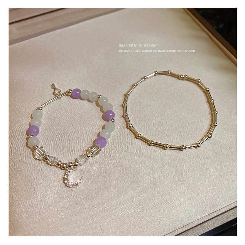 Vòng Tay Chuỗi Hạt Ngọc Trai Thiết Kế Mặt Trăng Nước Đá ins Mới Cho Bạn Gái