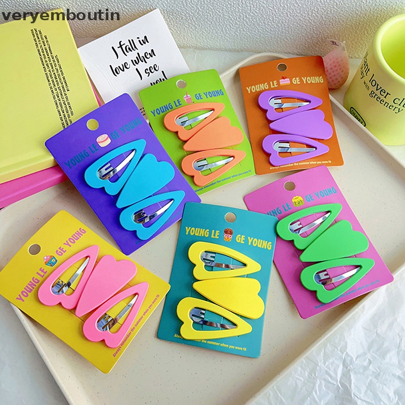 Bộ 3 Kẹp Tóc Hình Trái Tim Màu Sắc Ngọt Ngào Phong Cách Cổ Điển Cho Nữ