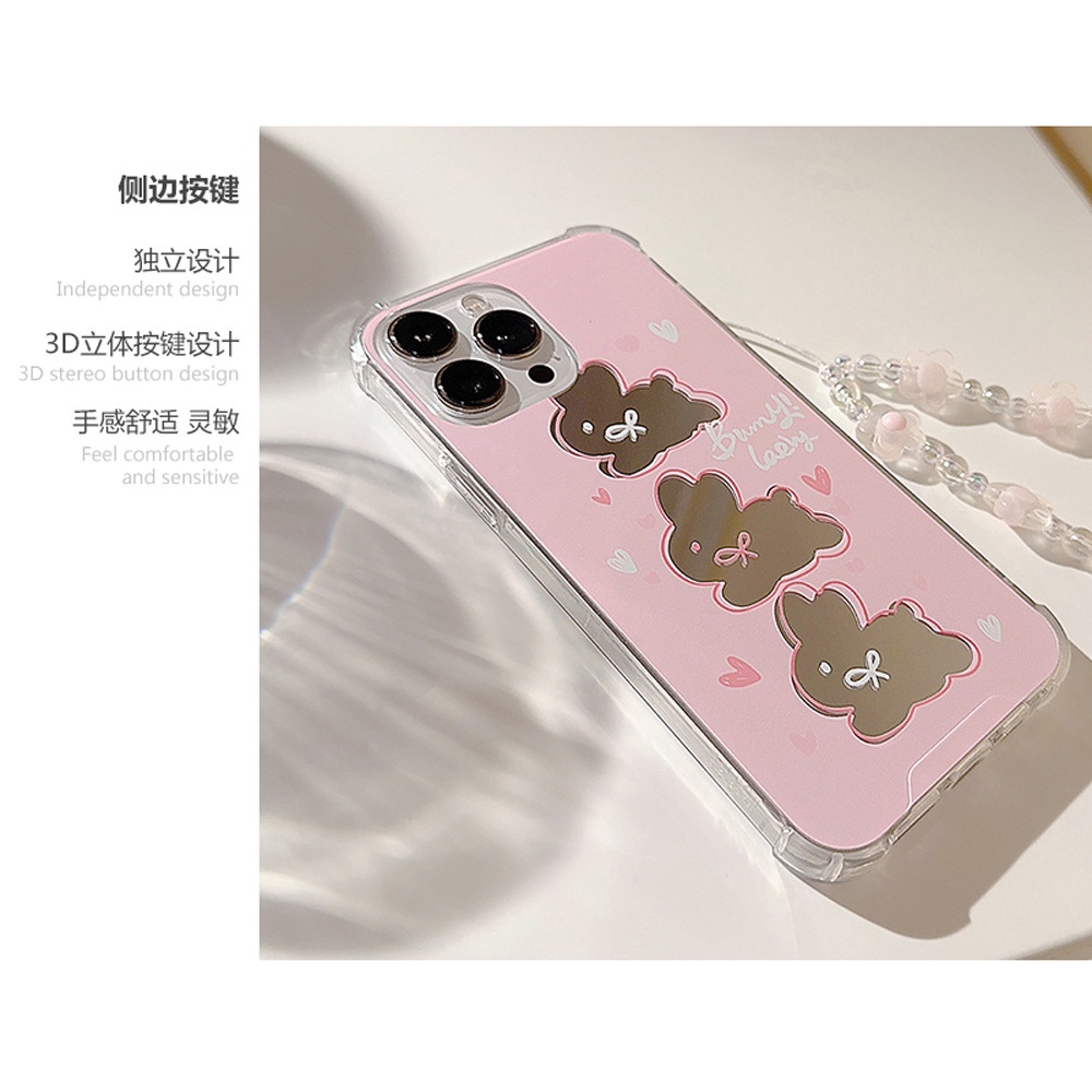 Ốp Điện Thoại Tráng Gương Hình Thỏ Hồng Cho Iphone13 14Pro Max 11 12 Xs 11 8P