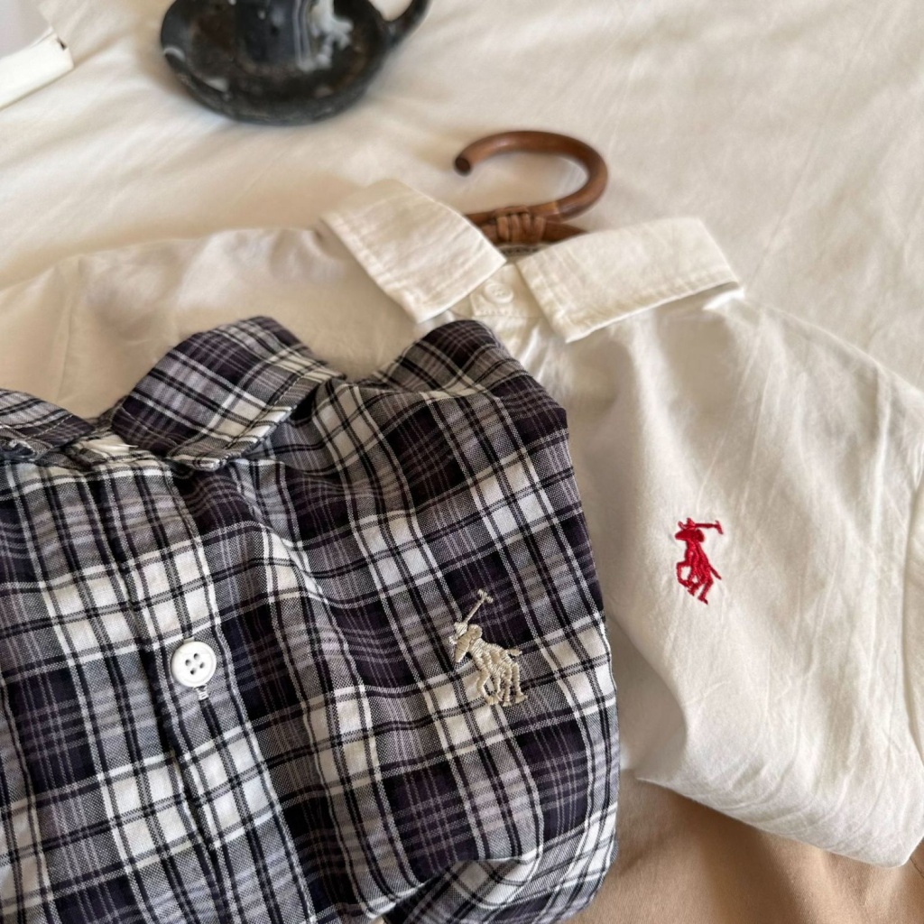 Áo Sơ Mi Ngắn Tay Thêu Họa Tiết Caro Thời Trang Mùa Hè Hàn Quốc Mới Cho Bé Trai Và Gái