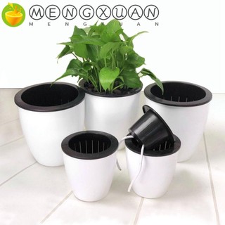 Chậu trồng cây bằng nhựa hình tròn với giỏ nhựa resin giữ nước tự động trang trí nhà cửa sân vườn